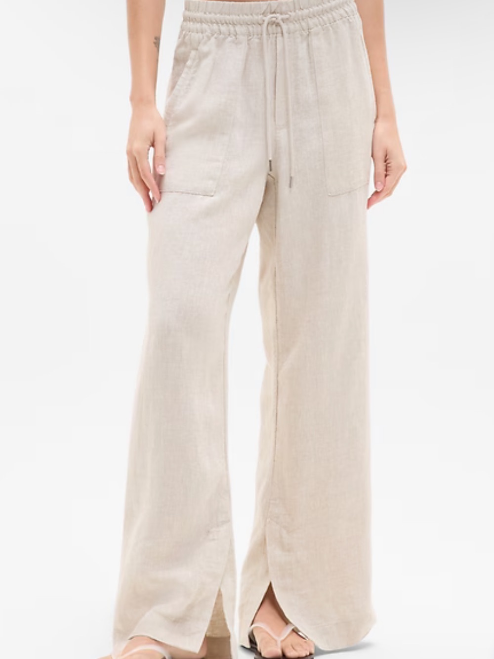 Athleta Retreat Linen High Rise Wide Leg Pant - undyed xs petite